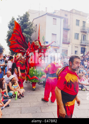 Festa Mayor de Terrassa 2013 - Katalanisch-Party mit vielen traditionellen Paraden und Shows in Terrassa, Katalonien, Spanien. Stockfoto