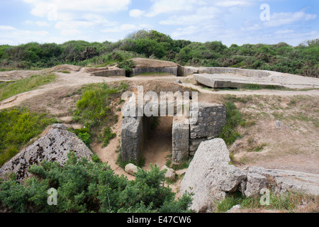 Zerstört WW2 Bunker am Point du Hoc, Frankreich Stockfoto