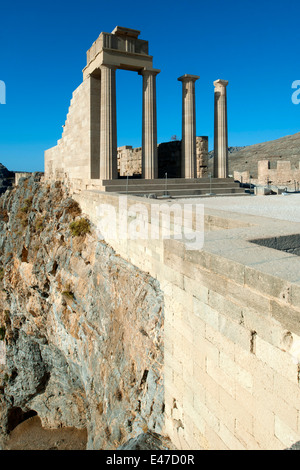 Griechenland, Rhodos, Lindos, Akropolis, Tempel der Athena Stockfoto