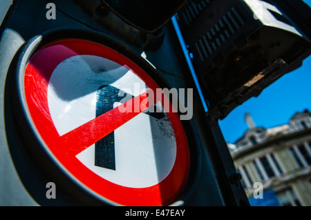 Keine rechts abbiegen auf eine Reihe von Ampeln Stockfoto