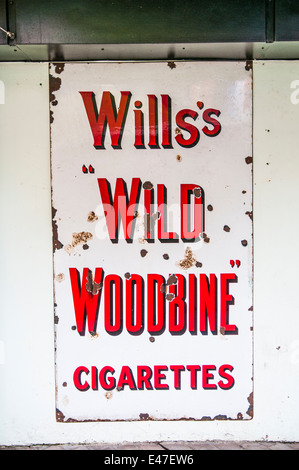 Blechschild Werbung der Wills wilde Woodbine Zigaretten. Stockfoto