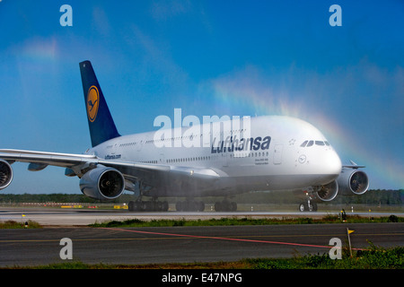 Lufthansa Airbus A380 Stockfoto