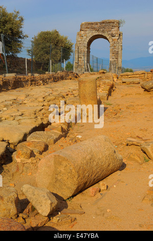 Caparra, Rundbogen Caparra (1. / 2. Jahrhundert n. Chr.), Zarza de Granadilla. Via De La Plata, Provinz Cáceres, Extremadura, Spanien Stockfoto