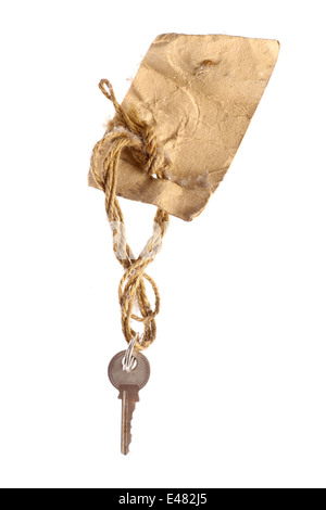 Aufnahme eines gebrauchten Schlüssels isoliert auf weiss hautnah. Stockfoto