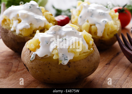 überbackene Kartoffeln Stockfoto