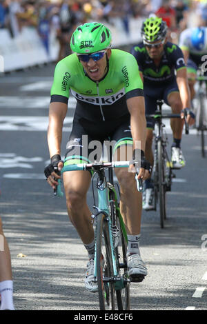 Ripon, UK. 5. Juli 2014.  Le Grand fahren. Tour De France.  Sep VanMarcke (Belkin) kommt in Harrogate Eigth vorhanden. Bildnachweis: Action Plus Sport Bilder/Alamy Live News Stockfoto