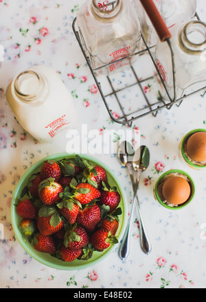 Blick von oben auf das Frühstück Essen Stockfoto