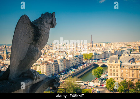 Wasserspeier an der Kathedrale Notre-Dame Stockfoto