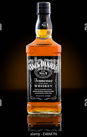 Jack Daniels Whisky-Flasche Stockfoto