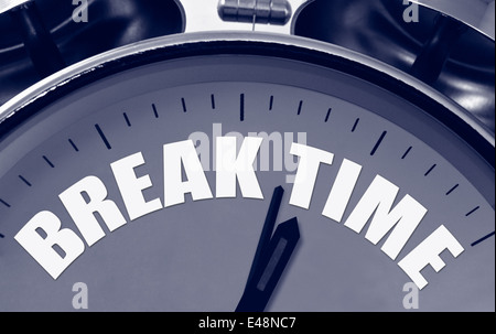 Pausenzeit auf ein Uhr Gesicht tolles Konzept für kurze Pausen während eines vollen Terminkalenders oder Präsentation. Stockfoto