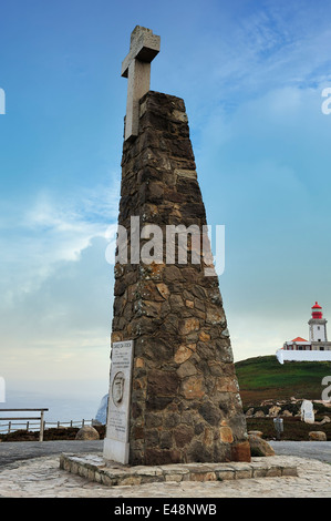 Denkmal am westlichen Punkt Kontinentaleuropas, Cabo Da Roca, Portugal Stockfoto