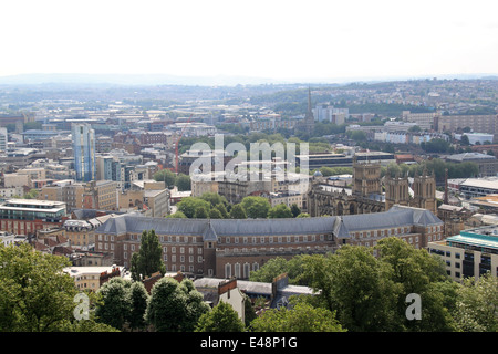 Bristol City Hall und Kathedrale gesehen von Cabot Tower, Brandon Hill Park, England, Großbritannien, Deutschland, UK, Europa Stockfoto