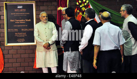 Indische Premierminister Narendra Modi Inaugrating befindet sich das 240 Megawatt Uri 2. Hydro Electric Power-Projekt (HEP) in der Nähe von der Line of Control in Baramulla Bezirk etwa 110 km von Srinagar, indischen Teil Kaschmirs. Bildnachweis: Shafat / pazifische Presse/Alamy Live News Stockfoto