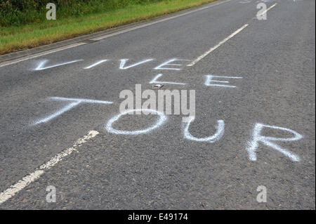 Green Hammerton, Yorkshire, Großbritannien. 6. Juli 2014. Vorbereitungen für die Tour De France-Credit: Richard Burdon/Alamy Live-Nachrichten Stockfoto