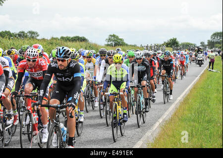 Green Hammerton, Yorkshire, Großbritannien. 6. Juli 2014. Das Hauptfeld auf der zweiten Etappe der Tour De France Kredit: Richard Burdon/Alamy Live News Stockfoto