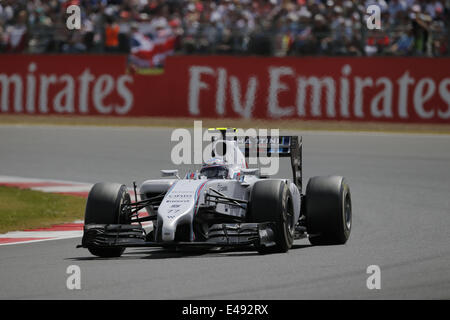 Silverstone im Vereinigten Königreich. 6. Juli 2014. VALTTERI BOTTAS Finnlands und Williams Martini Racing fährt während der Formel 1 British Grand Prix 2014 in Silverstone in Towcester, Vereinigtes Königreich. Bildnachweis: James Gasperotti/ZUMA Draht/Alamy Live-Nachrichten Stockfoto