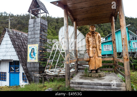 Straßenansicht von Caleta Tortel, ein kleines Dorf am Ende einen kleinen Umweg von Carretera Austral Stockfoto