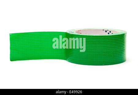 Rolle der grünen Klebeband auf weißem Hintergrund Stockfoto