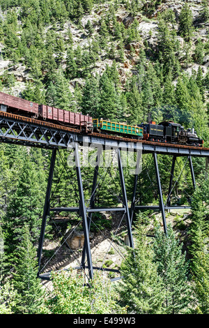 Historische Georgetown Loop Railroad über High Bridge, Georgetown, Colorado USA Stockfoto