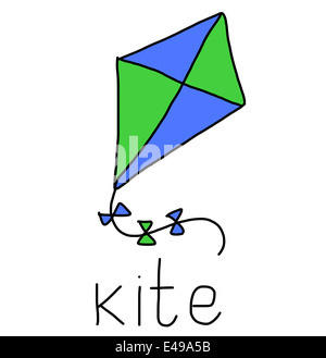 Abbildung der Alphabet Worte - kite Stockfoto