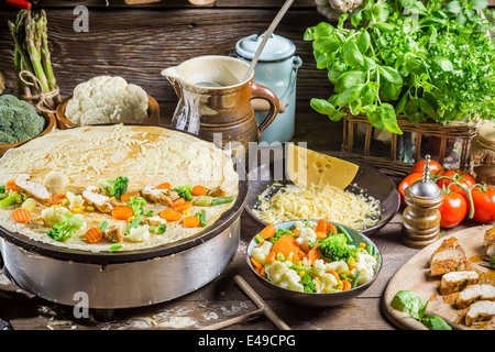 Homemade Backen Pfannkuchen auf dem Lande Stockfoto