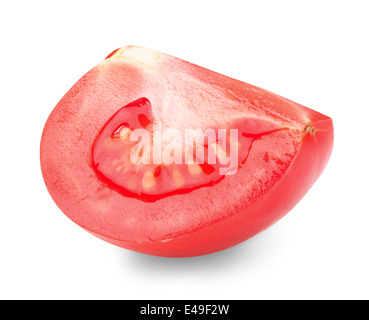 Scheibe Tomate auf weißem Hintergrund Stockfoto