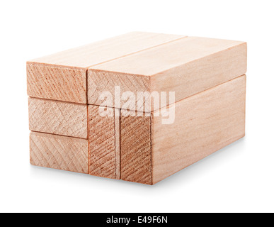 Holzplanken auf weißem Hintergrund. Clipping-Pfad Stockfoto