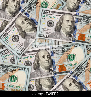 Hundert Dollar Haufen als Hintergrund Stockfoto