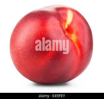 Nektarine Obst isoliert auf weißem Hintergrund Ausschnitt. Clipping-Pfad Stockfoto