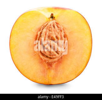 Nektarine Obst isoliert auf weißem Hintergrund Ausschnitt. Clipping-Pfad Stockfoto