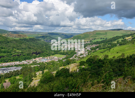 Einen Überblick über die Rhondda Valley, South Wales, Vereinigtes Königreich. Stockfoto