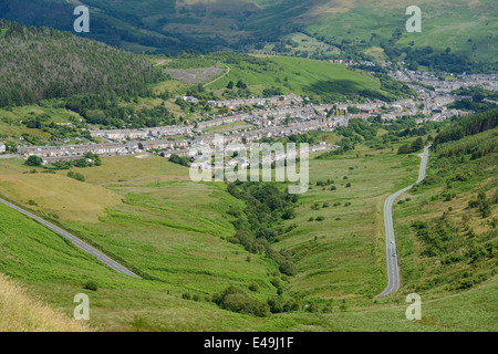 Einen Überblick über die Rhondda Valley, South Wales, Vereinigtes Königreich. Stockfoto