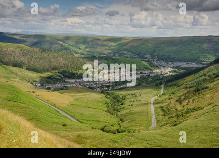 Einen Überblick über die Rhondda Valley, South Wales, Vereinigtes Königreich. Stockfoto