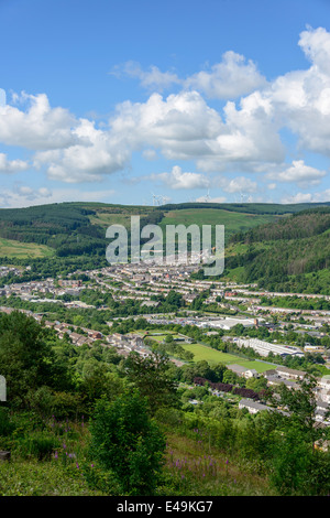 Einen Überblick über die Rhondda Valley, South Wales, Vereinigtes Königreich. Stockfoto