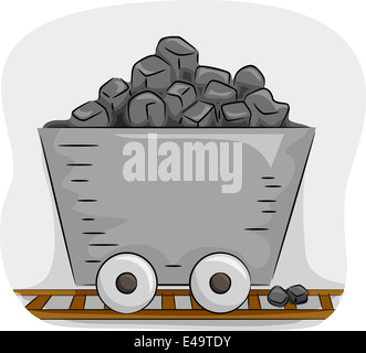 Abbildung mit einer Mine Wagen voller Kohle Stockfoto