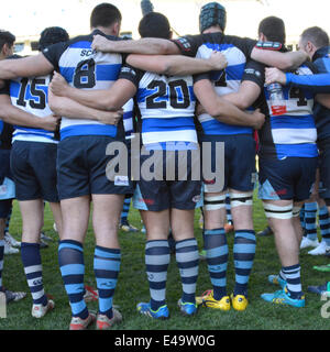 Sydney, Australien. 6. Juli 2014. Halbzeit aufmunternde Worte für Sydney überführt, eine alle Homosexuell Rugby-Mannschaft, historischen Spiel gegen Macquarie Universität in der Allianz-Stadion. Bildnachweis: MediaServicesAP/Alamy Live-Nachrichten Stockfoto