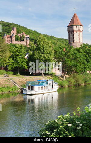 Spitzer Turm Tower, Tauber River, alte Stadt Wertheim, Main-Tauber-Kreis, Baden-Württemberg, Deutschland, Europa Stockfoto