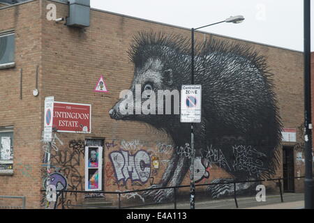 Igel von Roa, Chance Street, London, E1, England, Vereinigtes Königreich, Europa Stockfoto