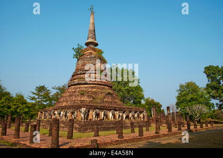 Wat Chang Lom, Sukhothai Historical Park, UNESCO World Heritage Site, Sukhothai, Thailand, Südostasien, Asien Stockfoto