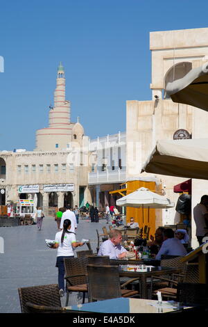 Die restaurierten Souq Waqif und Spirale Moschee des Nahen Ostens Kassem Darwish Fakhroo islamisches Zentrum, Katar, Stockfoto
