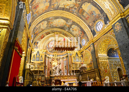 Innenraum der St. Johns Co-Kathedrale, Valletta (Il-Belt Valletta), südlichen Hafenviertel, Malta Xlokk Region, Malta Stockfoto