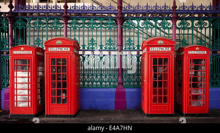London rote Telefonzellen, Smithfield Market, London, England, Vereinigtes Königreich, Europa Stockfoto
