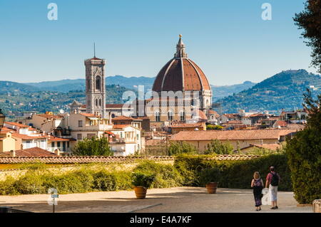 Blick auf Florenz vom Boboli-Gärten, Florenz (Firenze), UNESCO World Heritage Site, Toskana, Italien, Europa Stockfoto