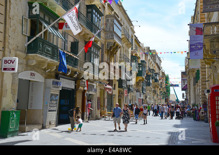 Fußgängerzone, Republic Street, Valletta (Il-Belt Valletta), südlichen Hafenviertel, Malta Xlokk Region, Republik Malta Stockfoto