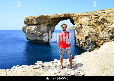 Azure Window, Dwejra, Gozo (Ghawdex), Gozo und Comino Bezirk, Gozo Region, Republik Malta Stockfoto