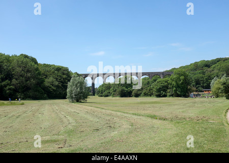 Porthkerry Eisenbahn-Viadukt und Porthkerry Park in der Nähe von Barry South Wales Stockfoto