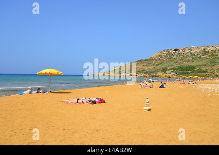 Sandstrand in Ramla Bay, Gozo (Ghawdex), Gozo und Comino Bezirk, Gozo Region, Republik Malta Stockfoto