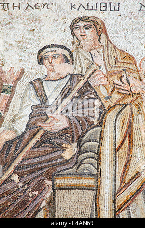 König Peleus aus dem 4. Jahrhundert römische Mosaik das erste Bad des Archilles an der Villa von Theseus, Paphos Stockfoto