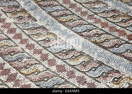 Ecke Dekoration aus dem römischen Mosaik von Theseus und dem Minotaurus in die Villa des Theseus, Paphos, Zypern Stockfoto