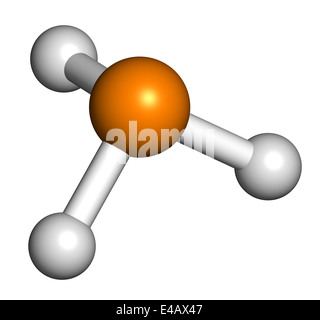 Phosphin (Phosphane, PH3) Molekül. Als Reagenzien in der Chemie und als Räuchermittel in der Landwirtschaft verwendet. Stockfoto